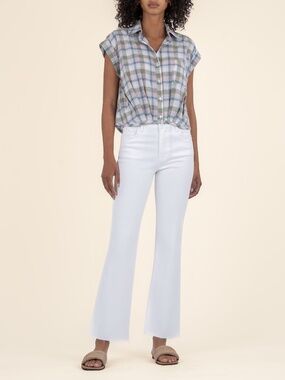 Kut from the Kloth Gaia Pleat Hem Top Size LARGELARGE / Pink/Green